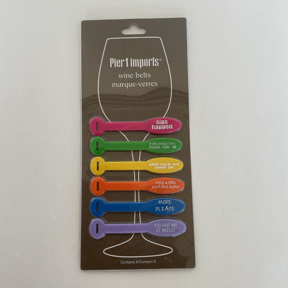 Pier 1 Vibrant Wine Charm belts Set of 6 NWT